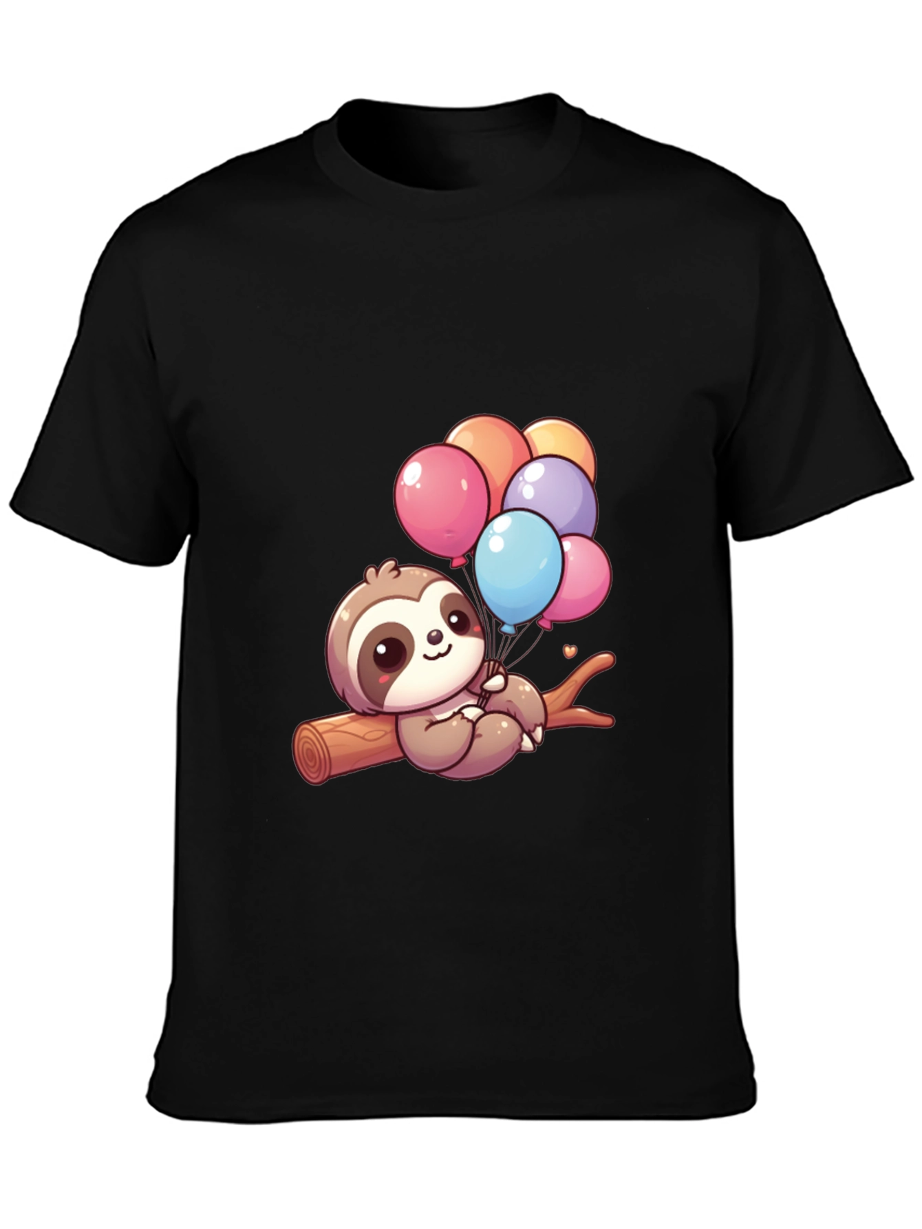 Black Sloth with Balloons Graphic Tee - Cute & Comfy! view 3