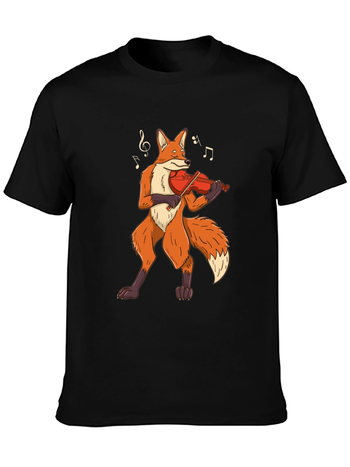 Black Fox Violinist Graphic Tee - Musical Animal Shirt view 3