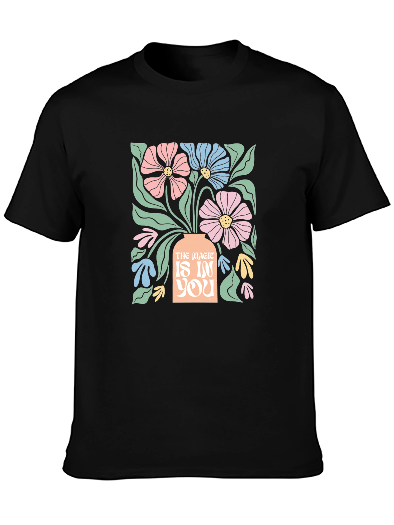 Black Floral Magic Graphic Tee - Stylish Comfort view 3
