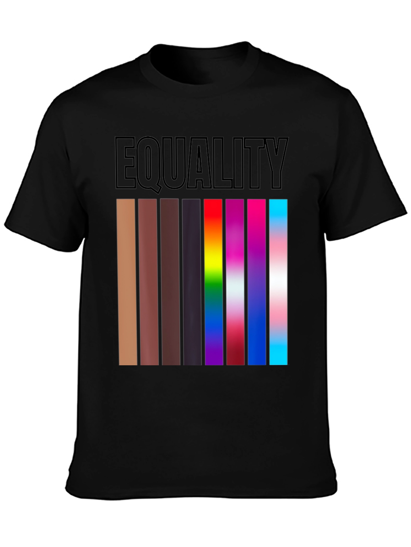 Black Equality T-Shirt Diverse Skin Tones & LGBTQ+ Pride view 3