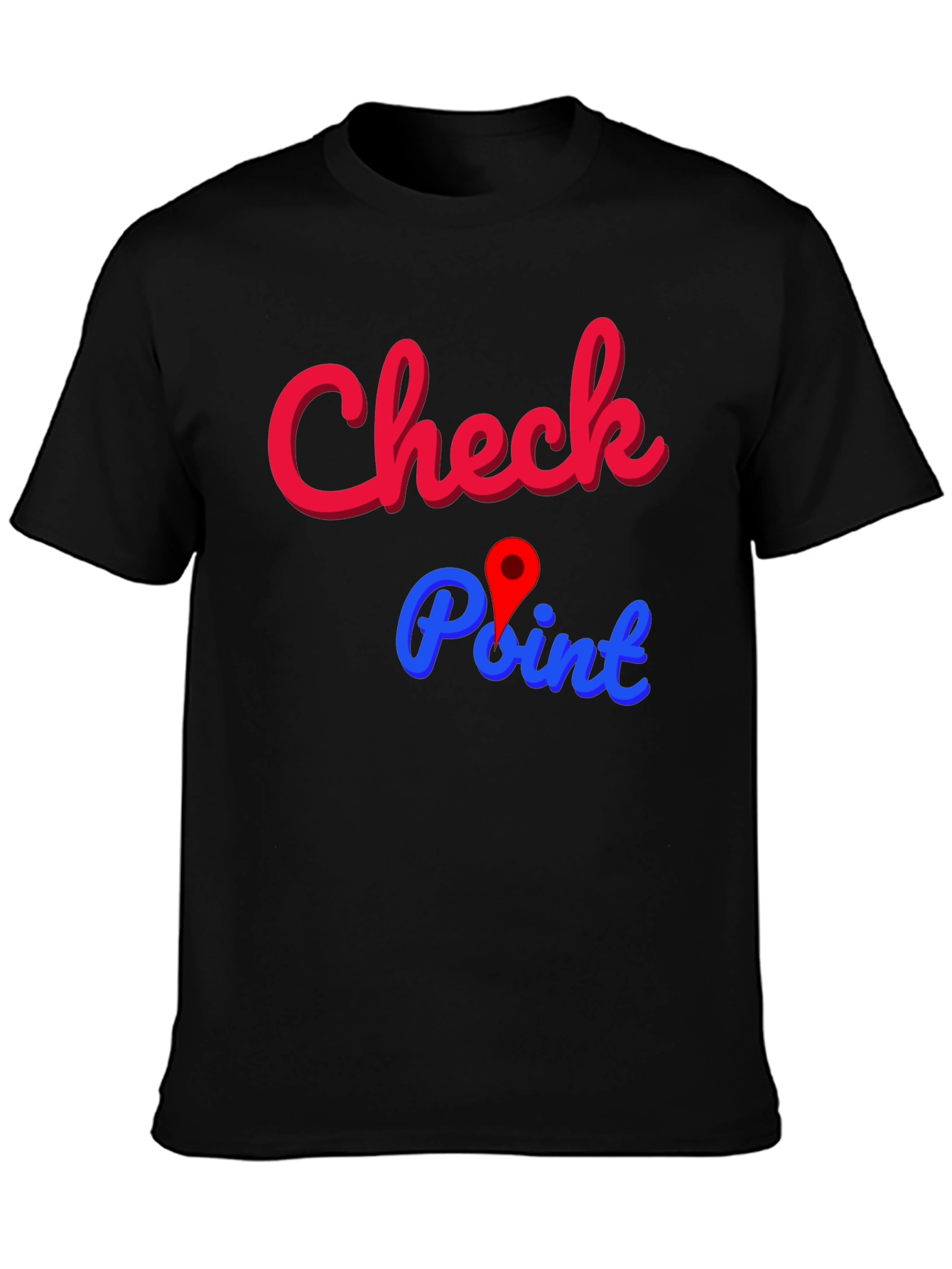 Black Check Point Graphic Tee - Stylish Cotton Blend view 3