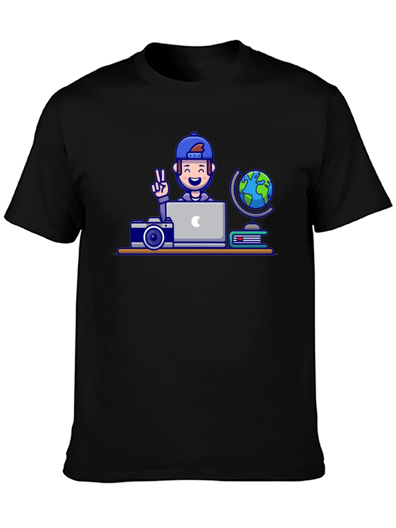 Cartoon Traveler Graphic T-Shirt - 3