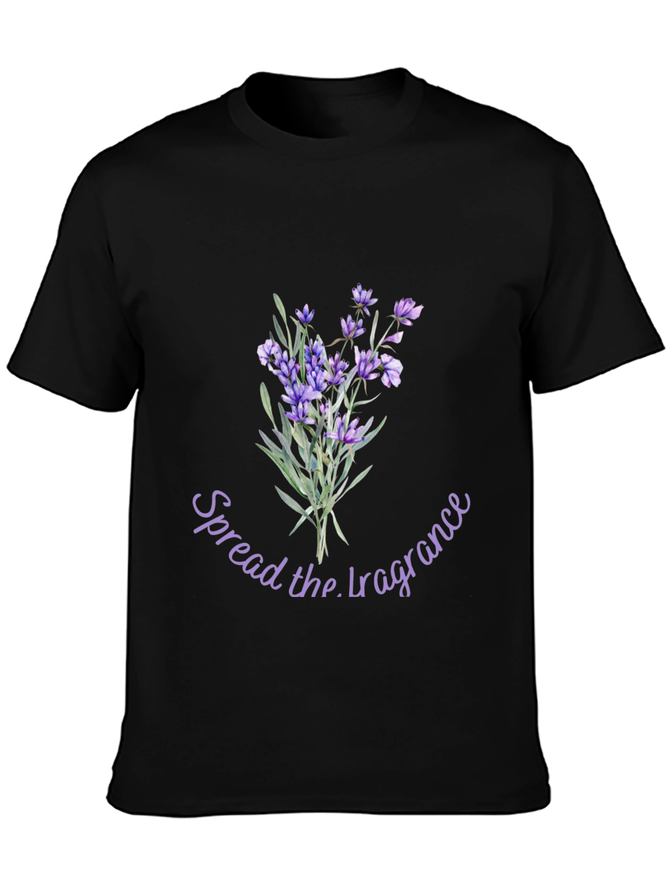 Black Floral Lavender 'Spread the Fragrance' Graphic T-Shirt view 3