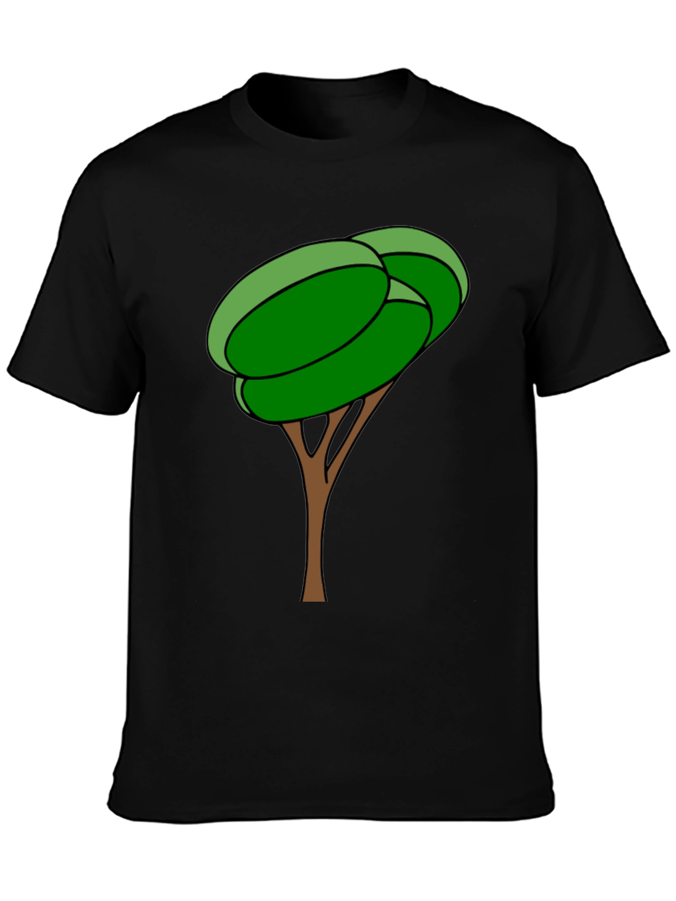 Black Cartoon Tree Graphic Tee - Black Cotton Blend Shirt view 3