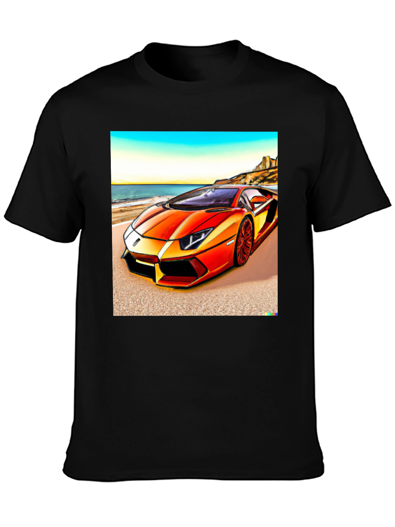 Black Orange Lamborghini T-Shirt view 3