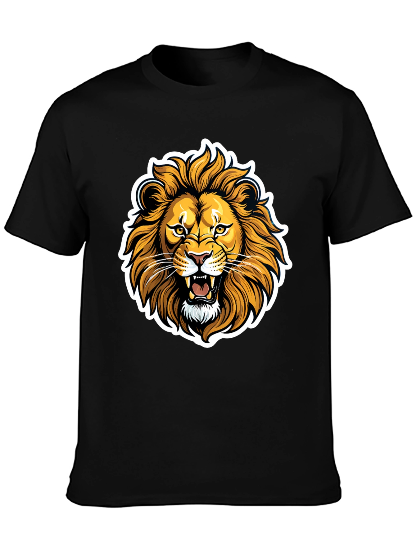 Black Lion Graphic Black T-Shirt - Fierce Animal Design view 3