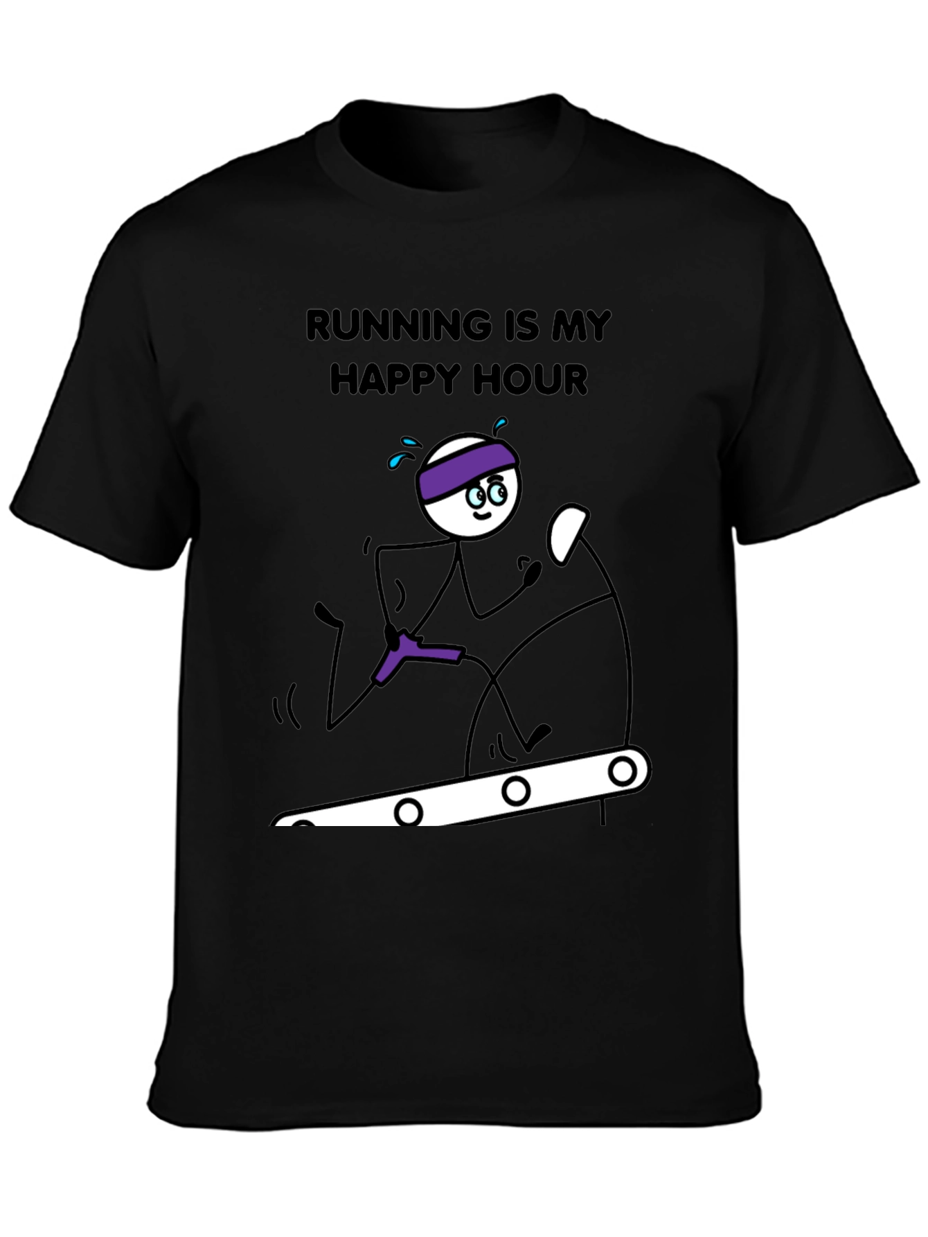 Black Running is My Happy Hour T-Shirt view 3