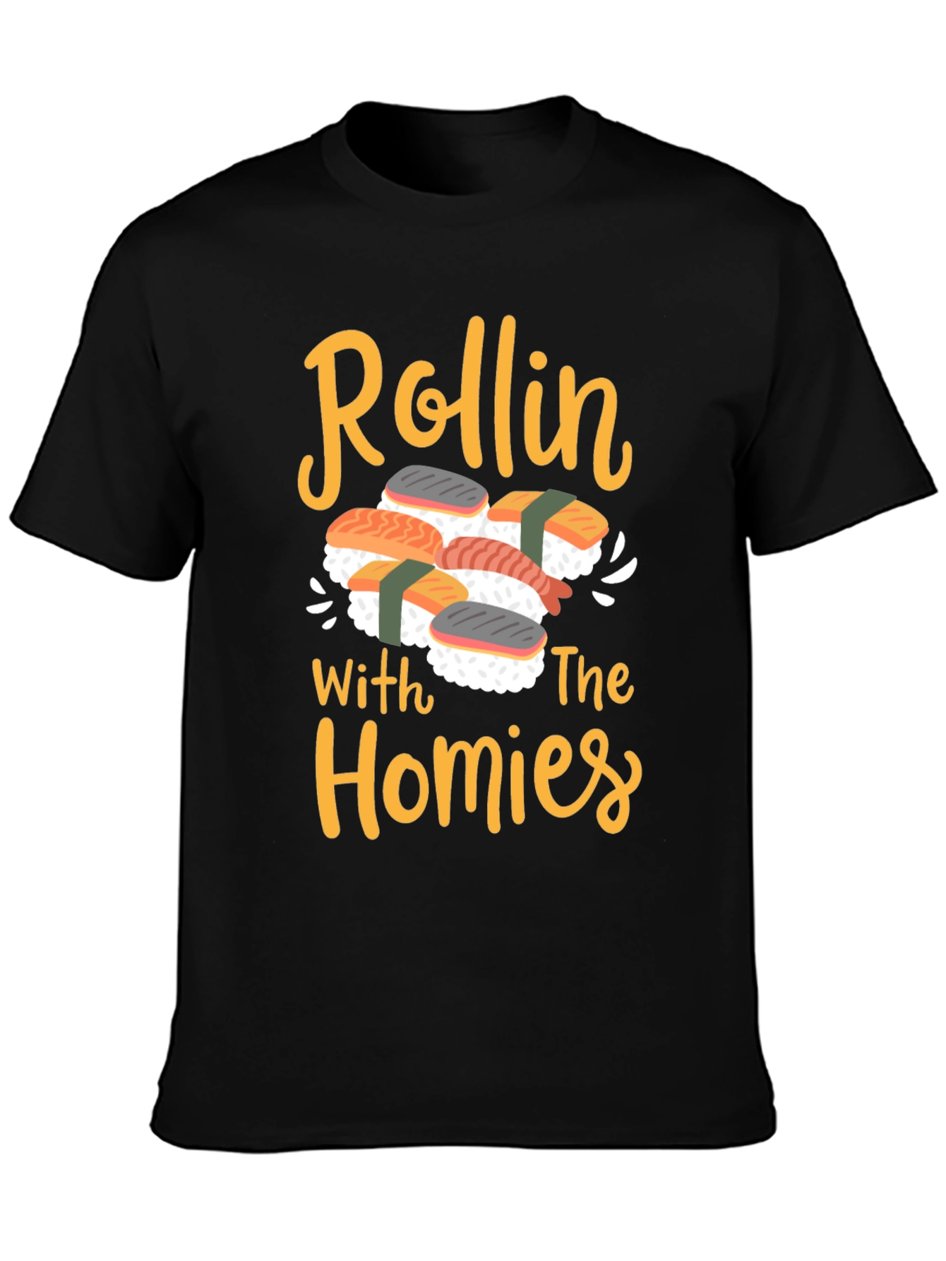 Black Rollin' With The Homies Sushi Graphic Tee view 3