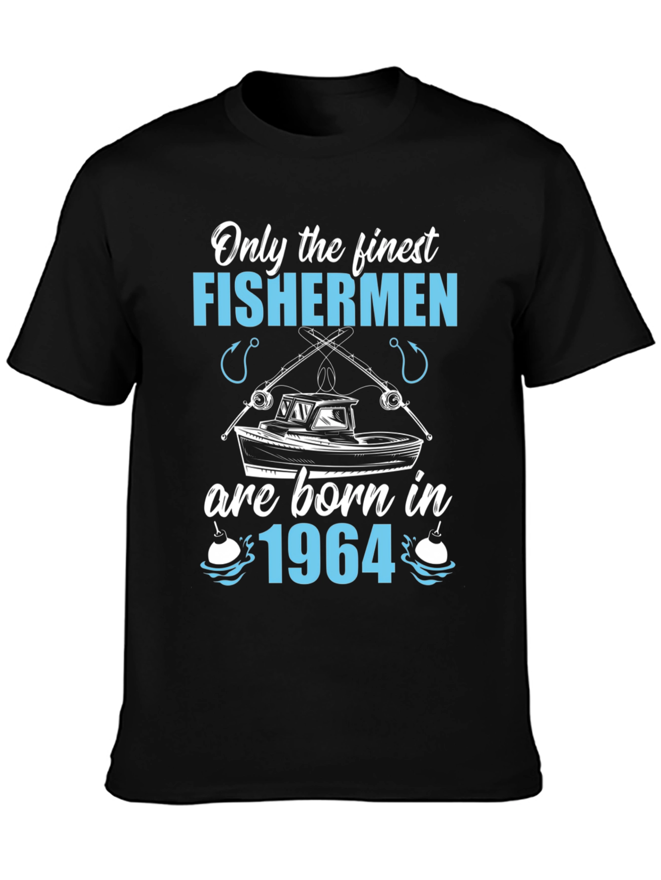 Black Finest Fishermen Born in 1964 T-Shirt view 3