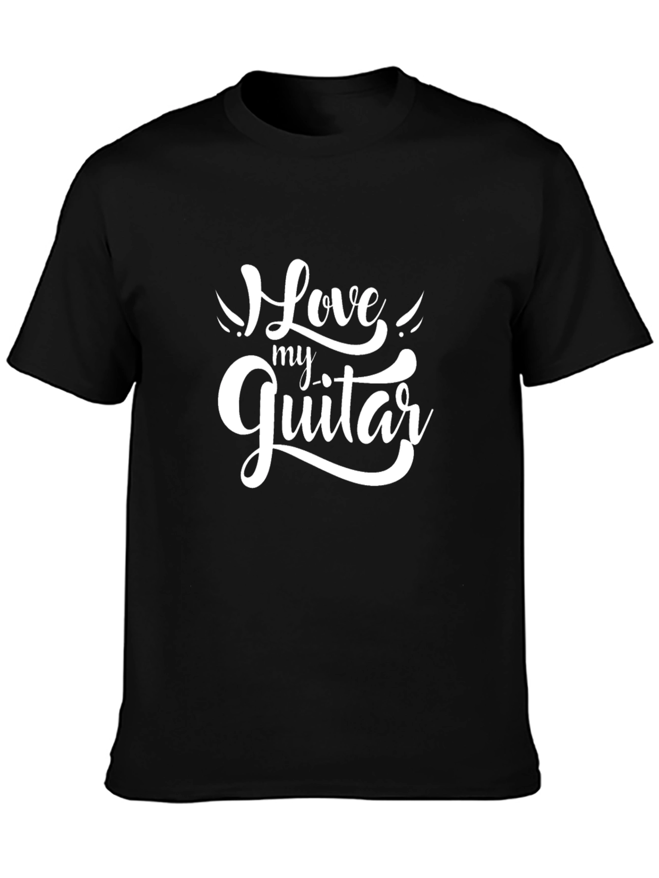 Black Love My Guitar Graphic T-Shirt - Black Cotton Tee view 3