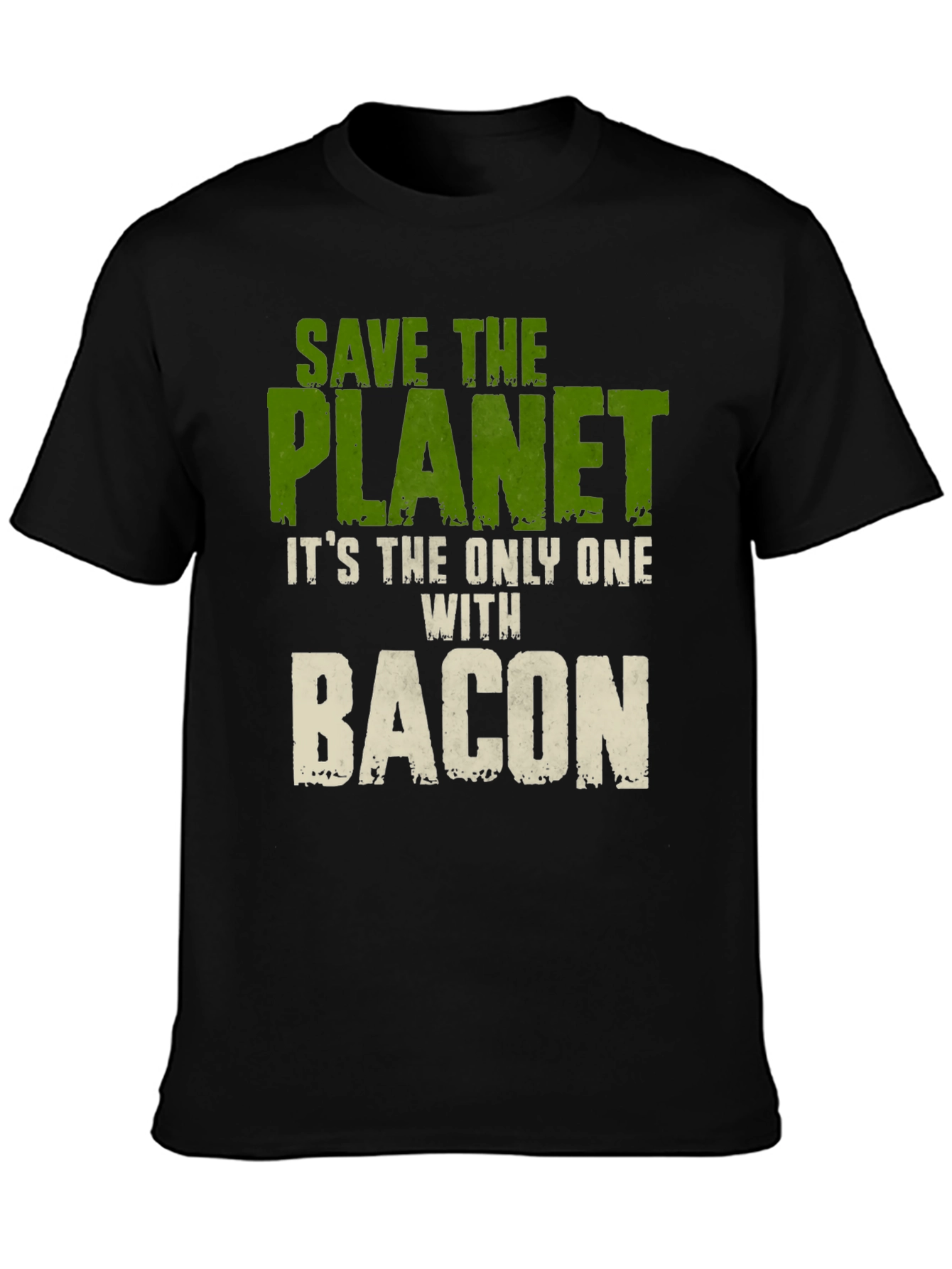 Black Save The Planet Bacon Graphic T-Shirt view 3