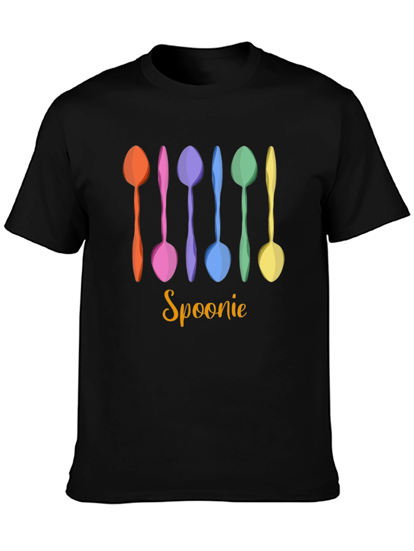 Black Spoonie T-Shirt - Colorful Spoon Design view 3