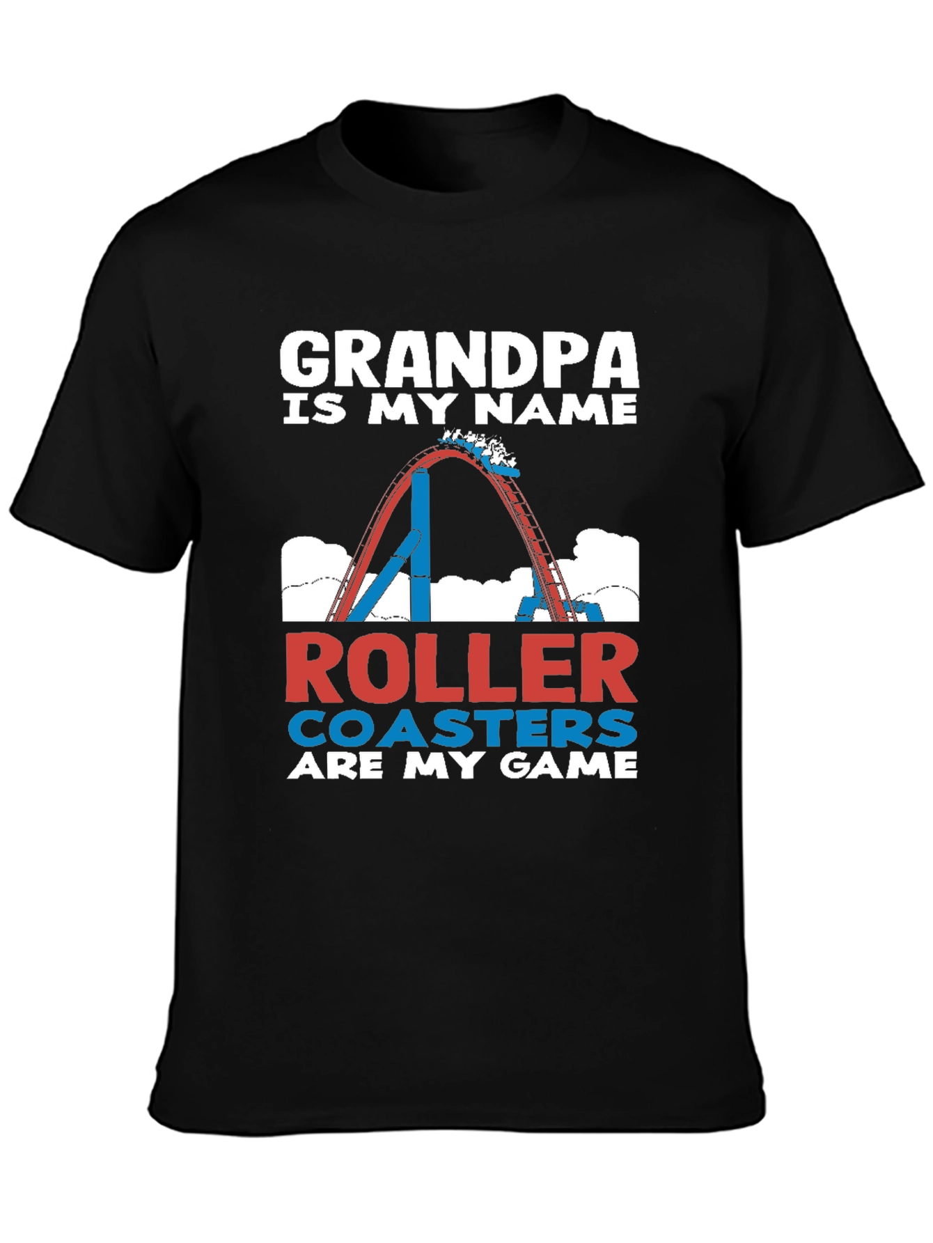Black Grandpa Roller Coaster Game T-Shirt view 3