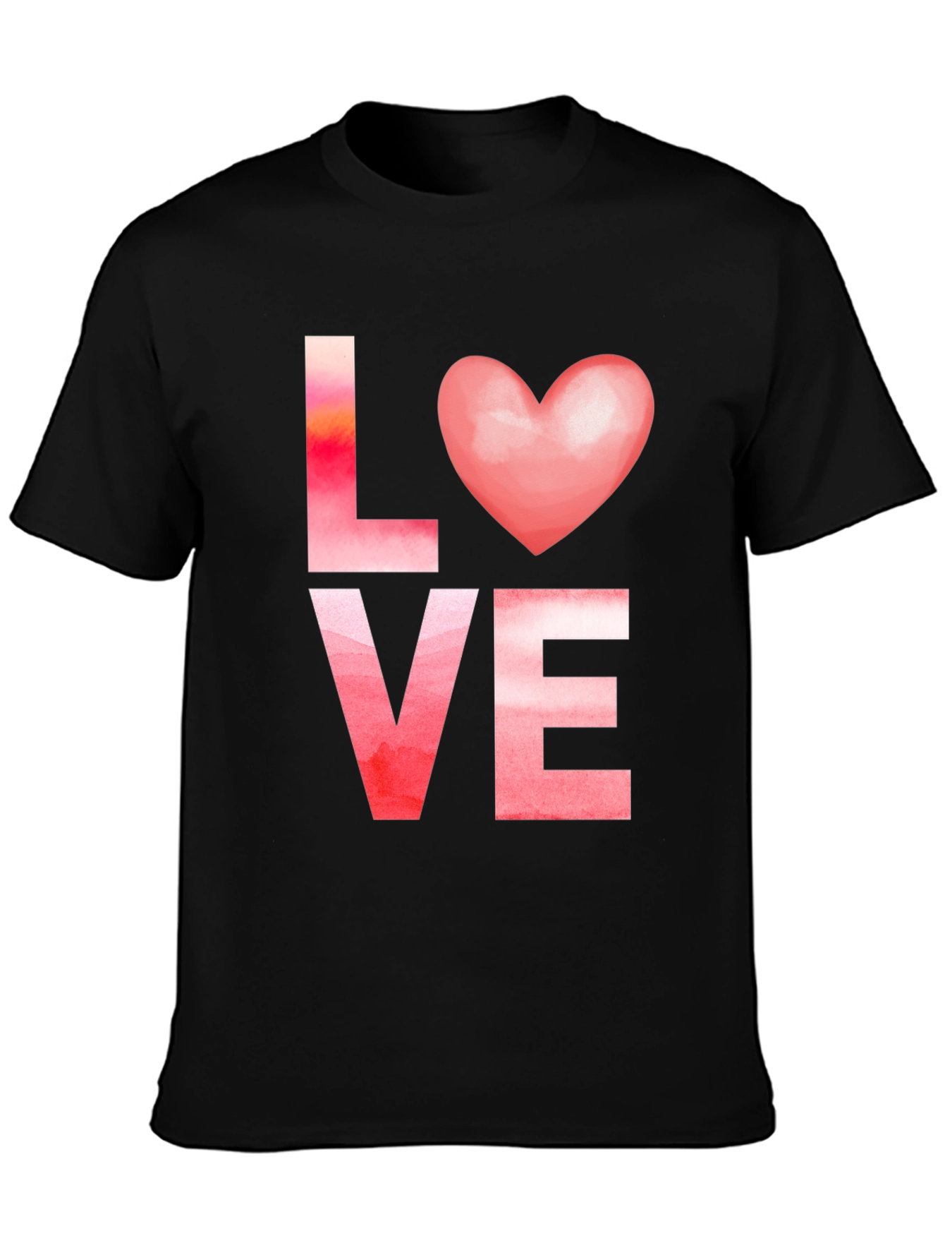 Black Love Heart Valentine T-Shirt view 3