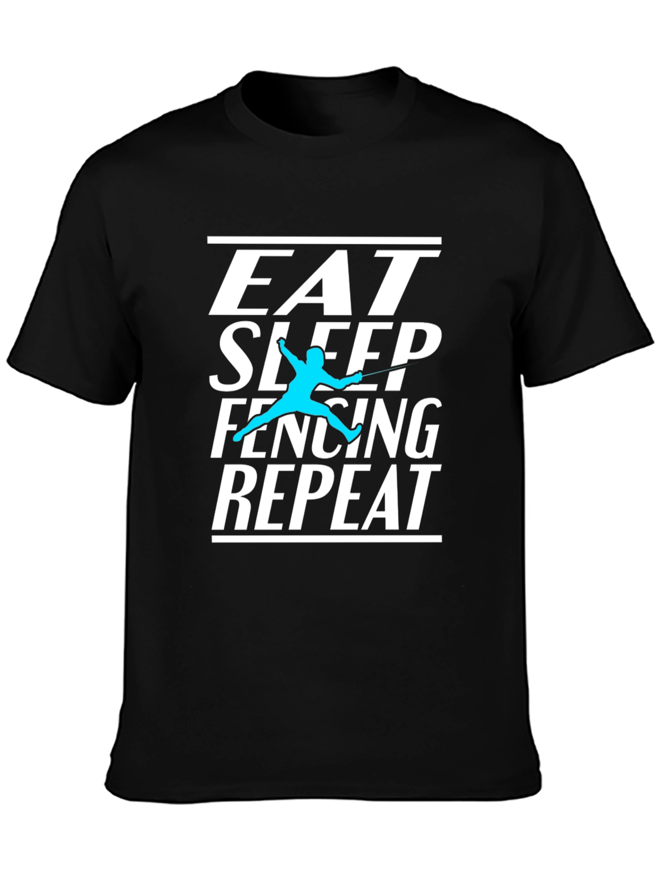 Black Eat Sleep Fencing Repeat Black T-Shirt view 3