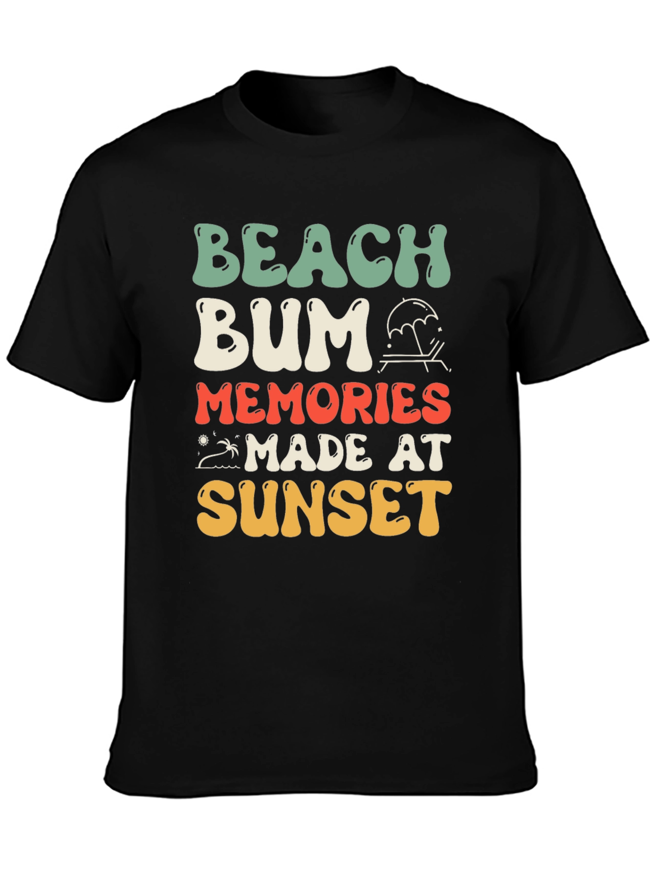 Black Beach Bum Sunset Memories T-Shirt view 3