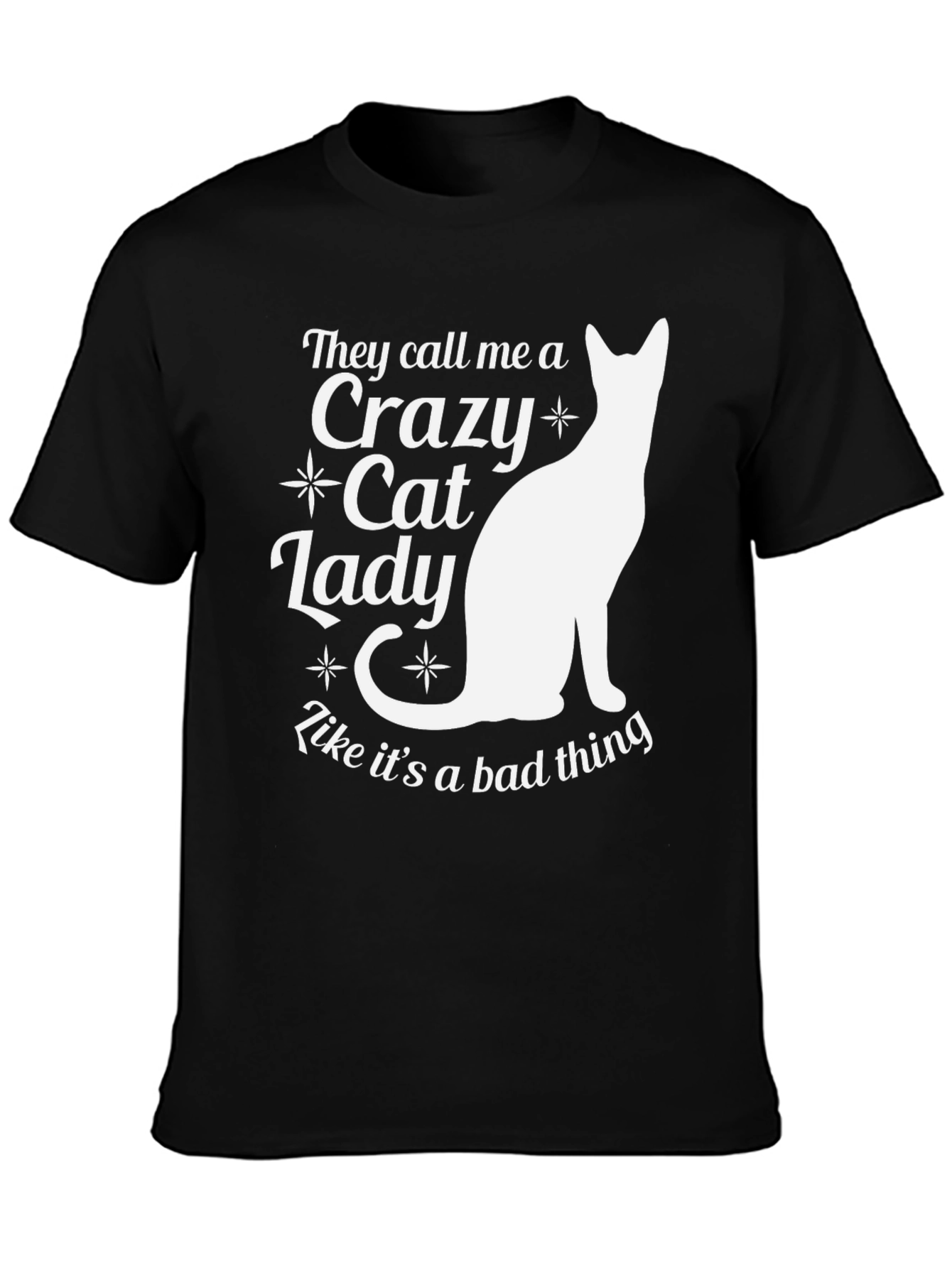 Black Crazy Cat Lady T-Shirt - Funny Cat Lover Tee view 3