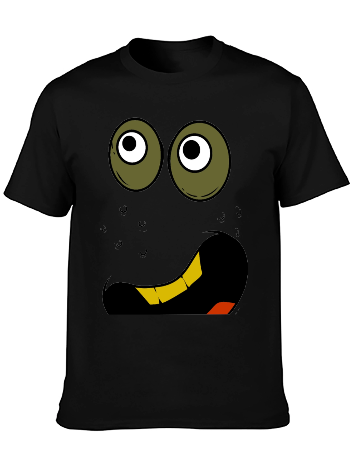 Black Funny Cartoon Face Graphic T-Shirt view 3