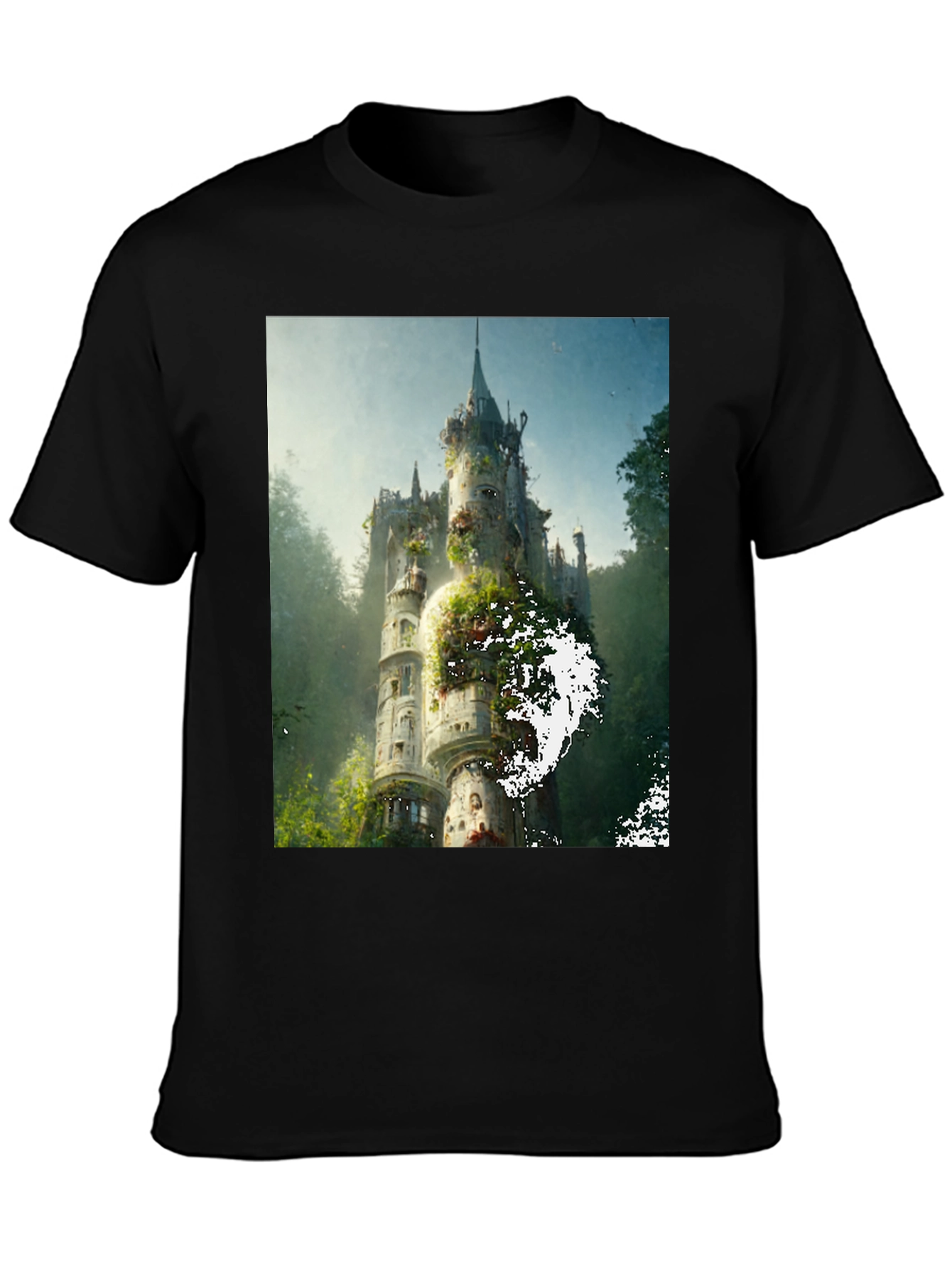 Black Enchanted Castle Graphic Tee - Black Cotton Comfort view 3