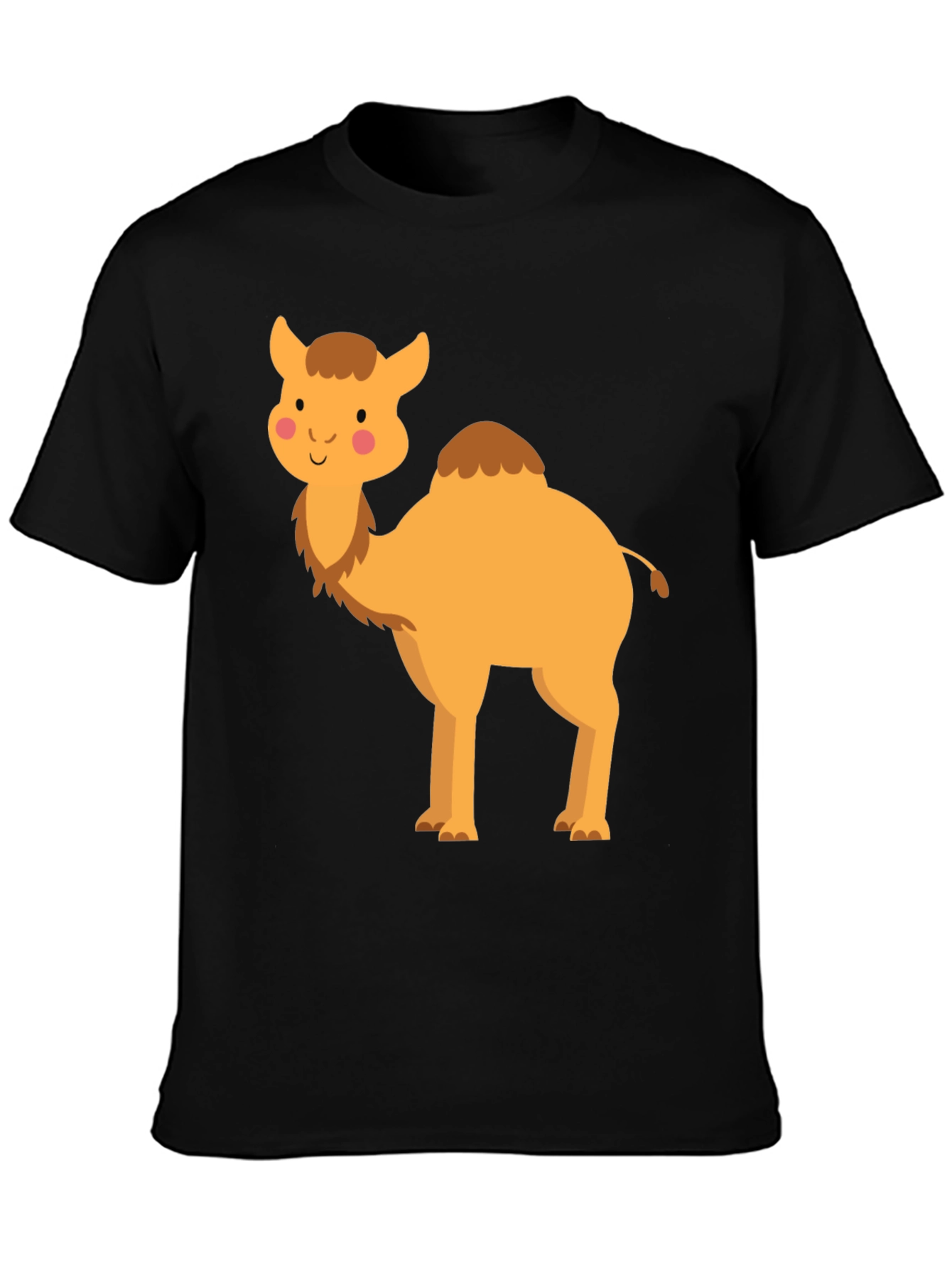 Black Cute Camel Graphic Tee - Unisex Black T-Shirt view 3
