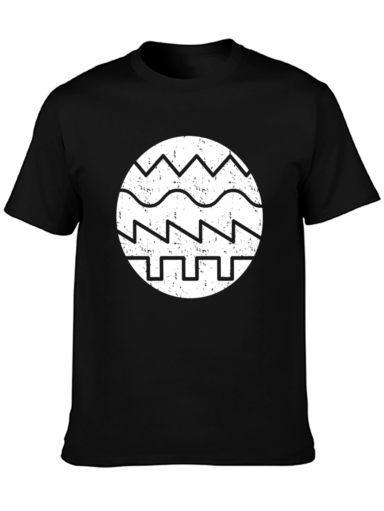 Black Retro Waveform Graphic Tee - Black Cotton view 3