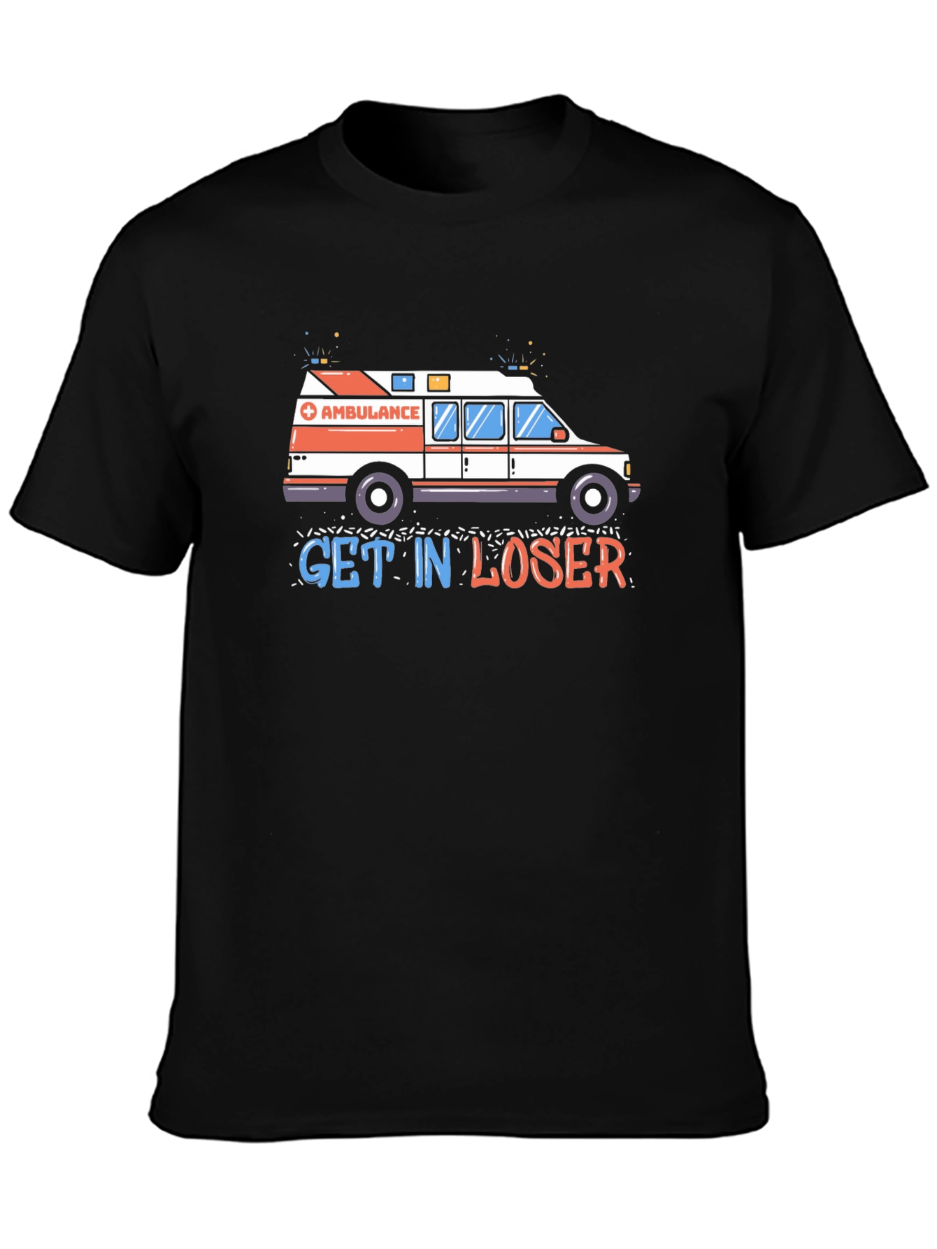 Black Get in Loser Ambulance Tee view 3