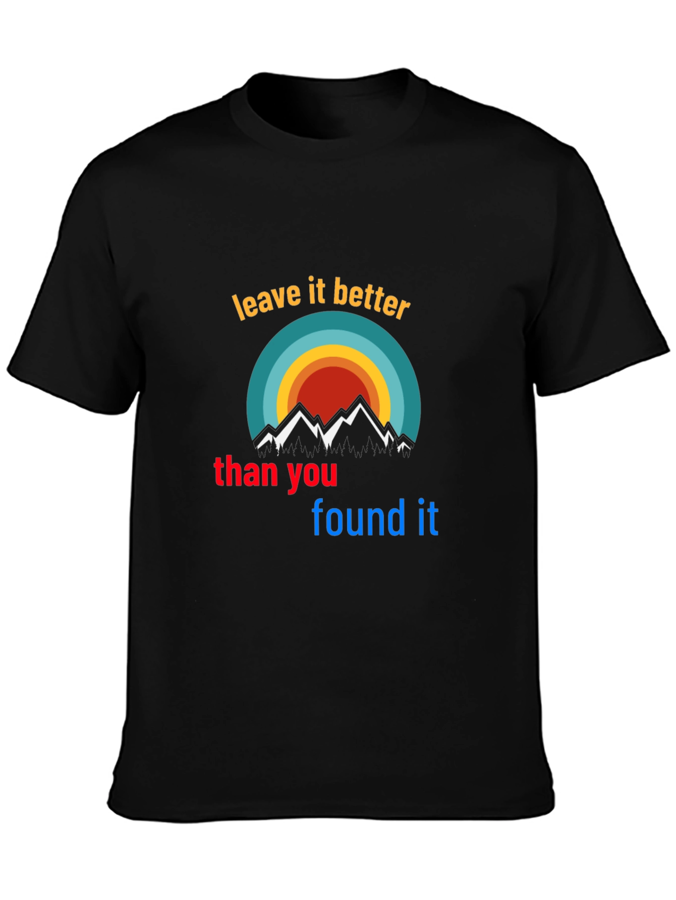 Black Leave It Better T-Shirt - Nature Mountains Graphic view 3