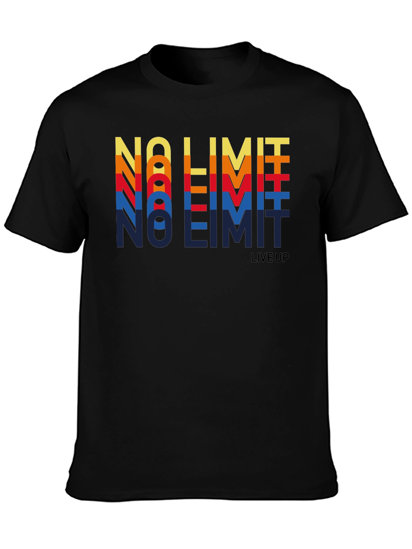 Black Retro "No Limit" Graphic Tee - Vintage Style Shirt view 3