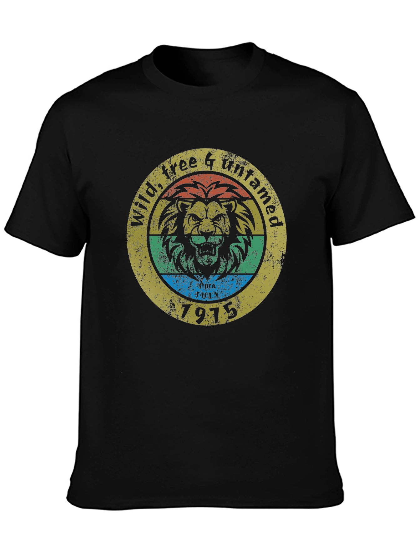 Black Vintage Lion Graphic Tee - Wild, Free & Untamed view 3
