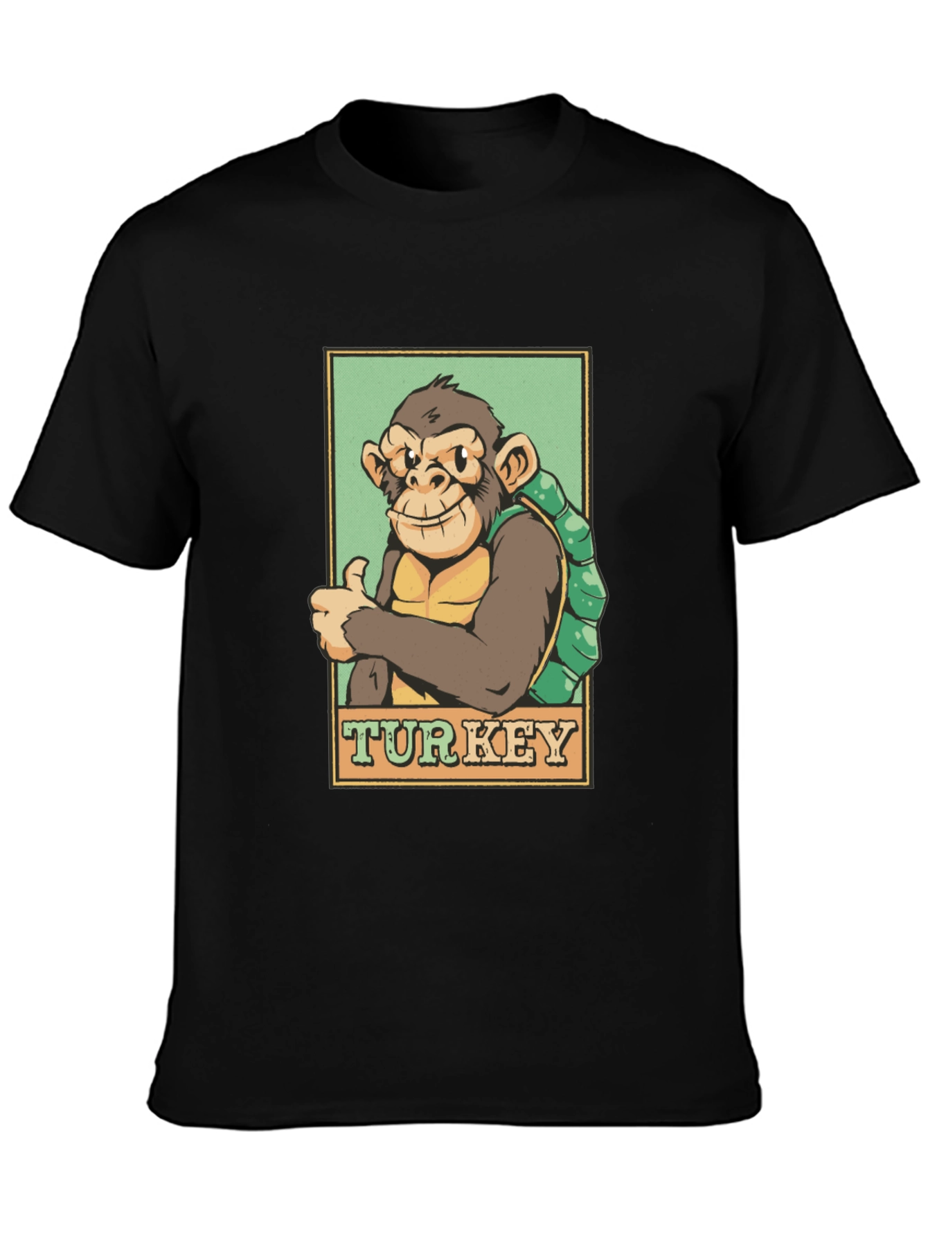 Black Monkey Turkey Graphic T-Shirt - Adventure Ready! view 3