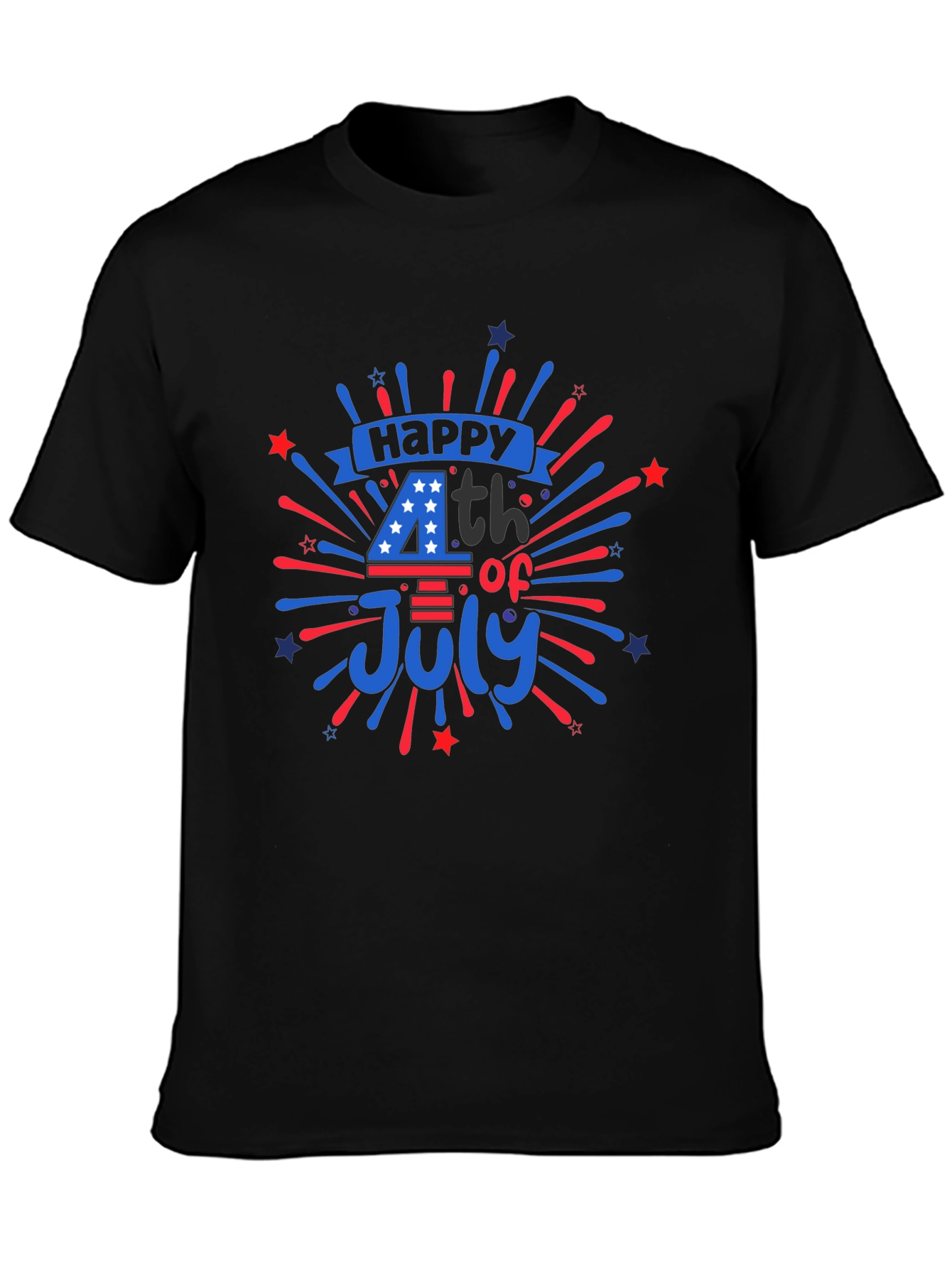 Black Happy 4th of July Graphic T-Shirt view 3