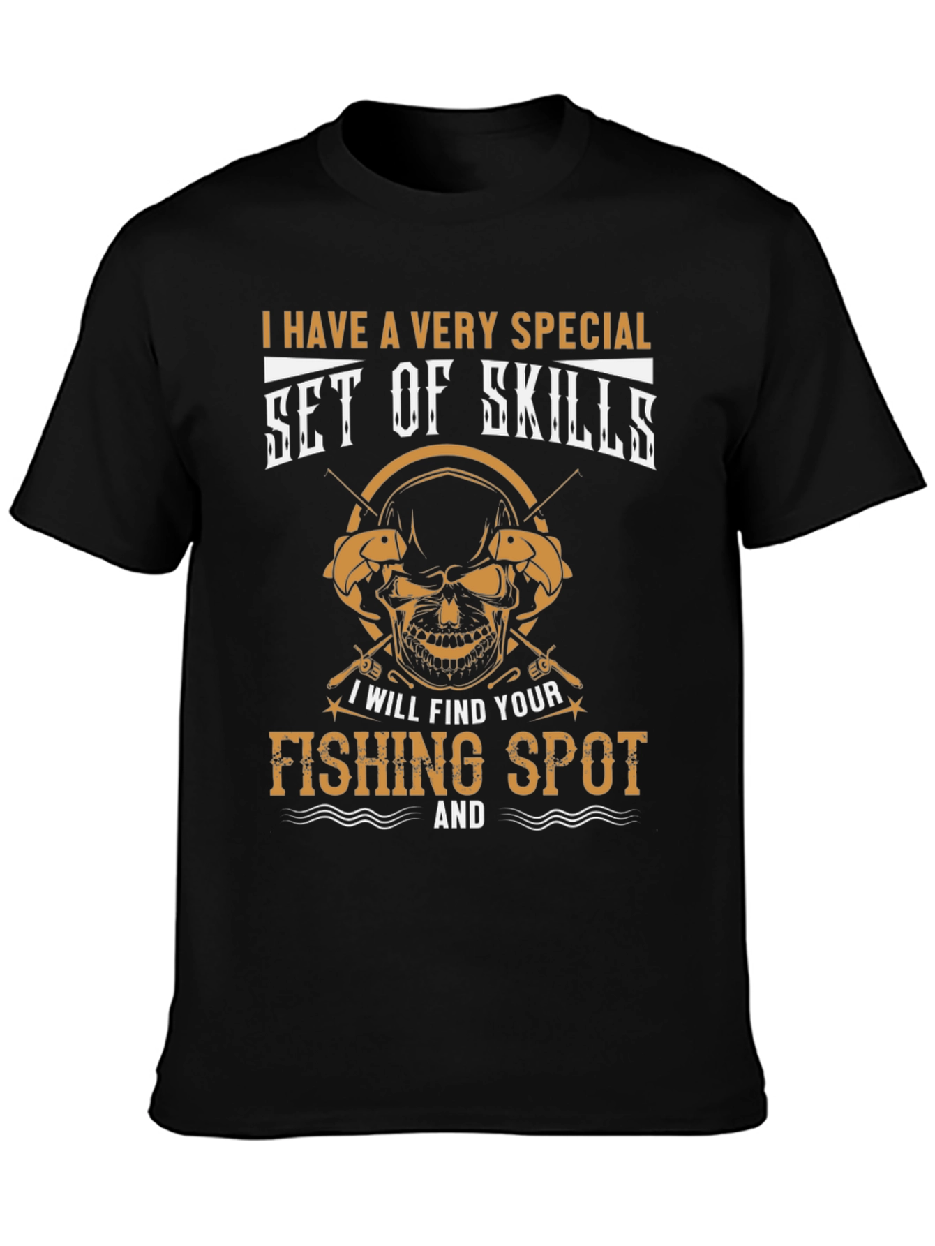 Black Funny Fishing T-Shirt - "Set of Skills" Tee view 3