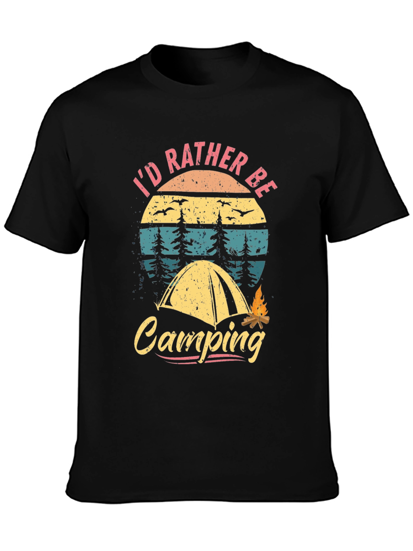 Black Camping Graphic T-Shirt - Outdoors Adventure Tee view 3