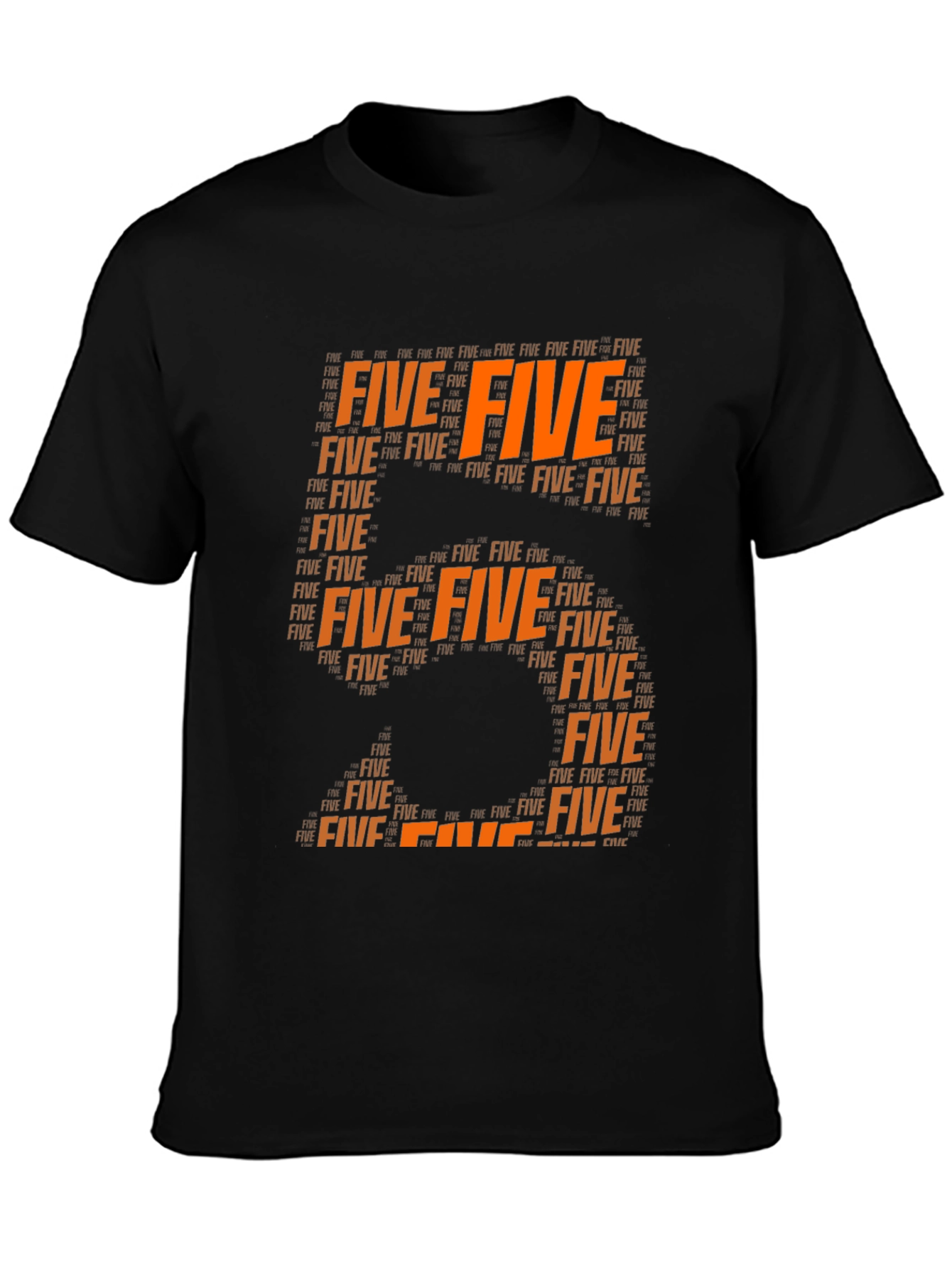 Black Five Typography Graphic Tee - Stylish Number T-Shirt view 3
