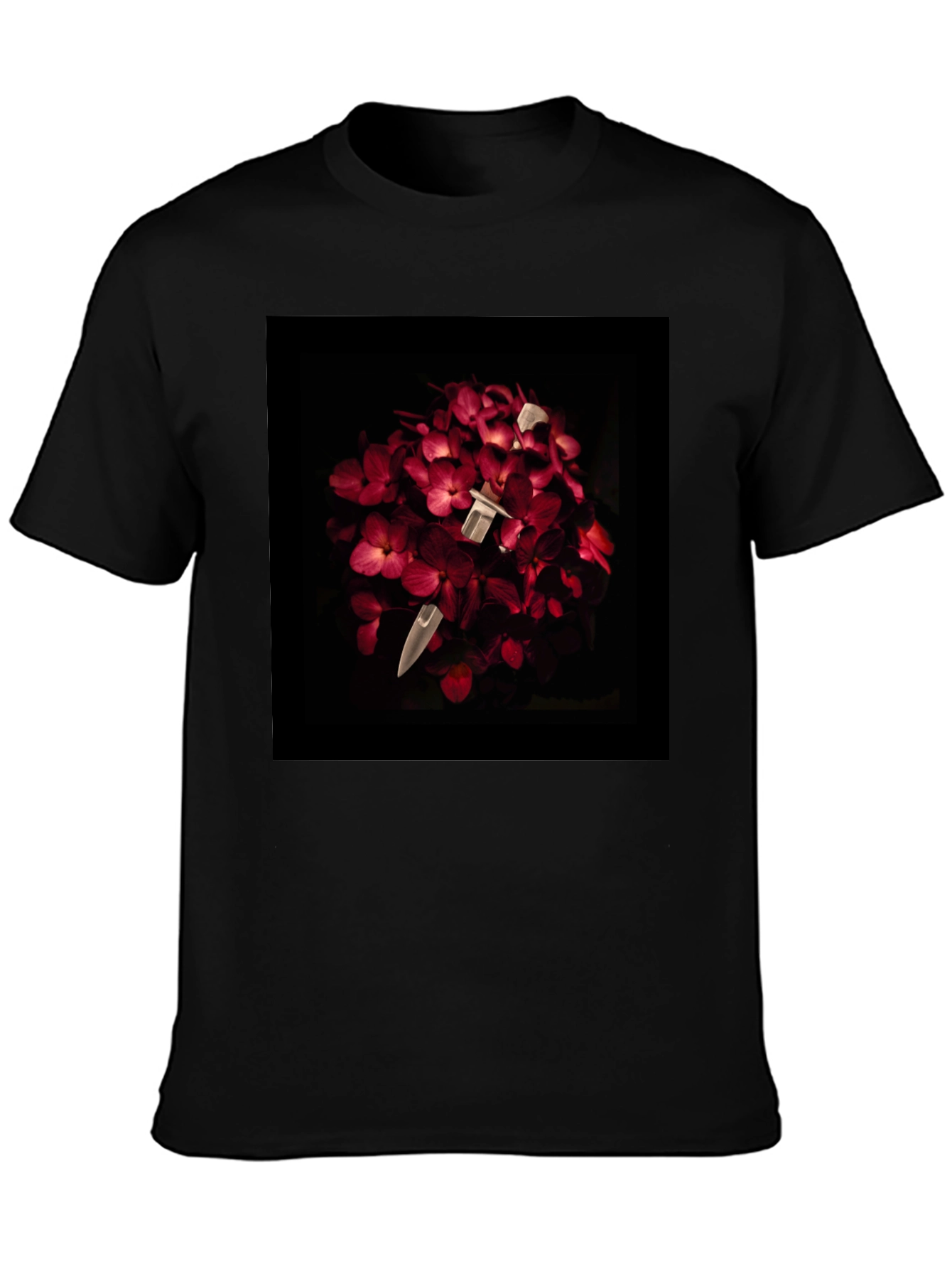 Black Floral Dagger Tee - Edgy & Unique Style view 3