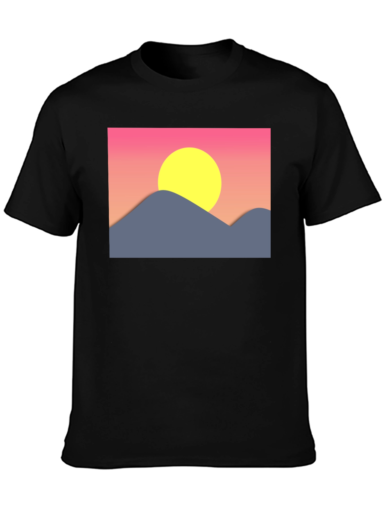 Black Sunset Mountain Graphic Tee - Black Cotton Blend view 3