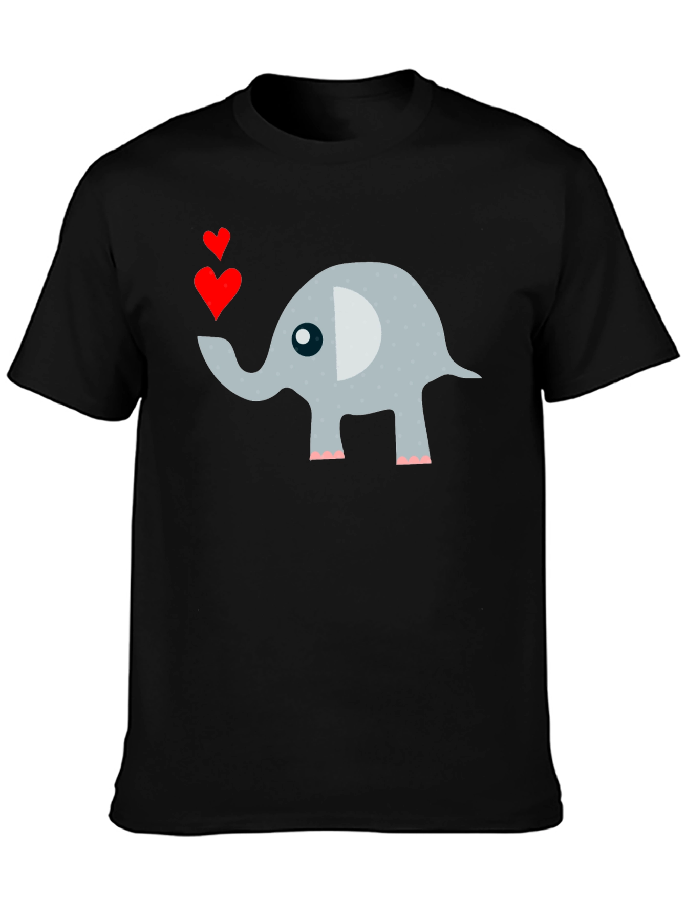 Black Elephant Love Men's T-Shirt Cute Animal Tee view 3