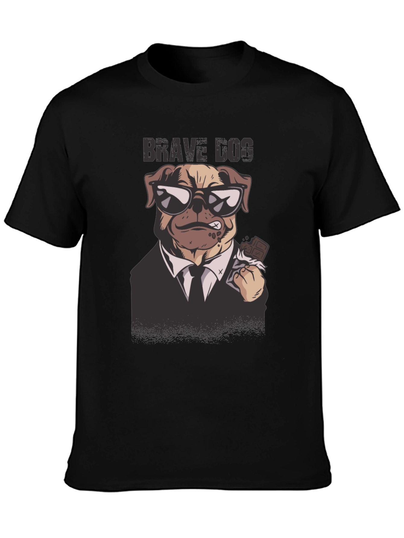 Black Brave Dog Graphic Tee - Cool Canine Design view 3