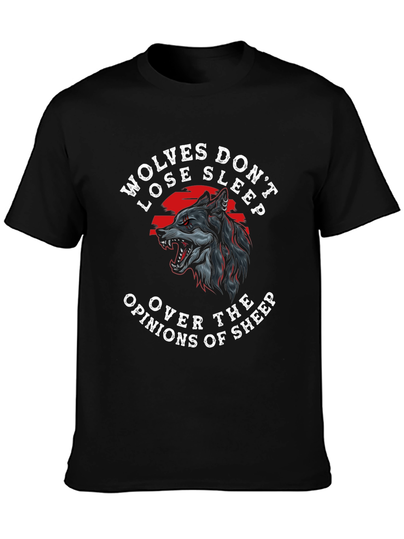 Black Wolves Don't Lose Sleep Graphic Tee - Black view 3