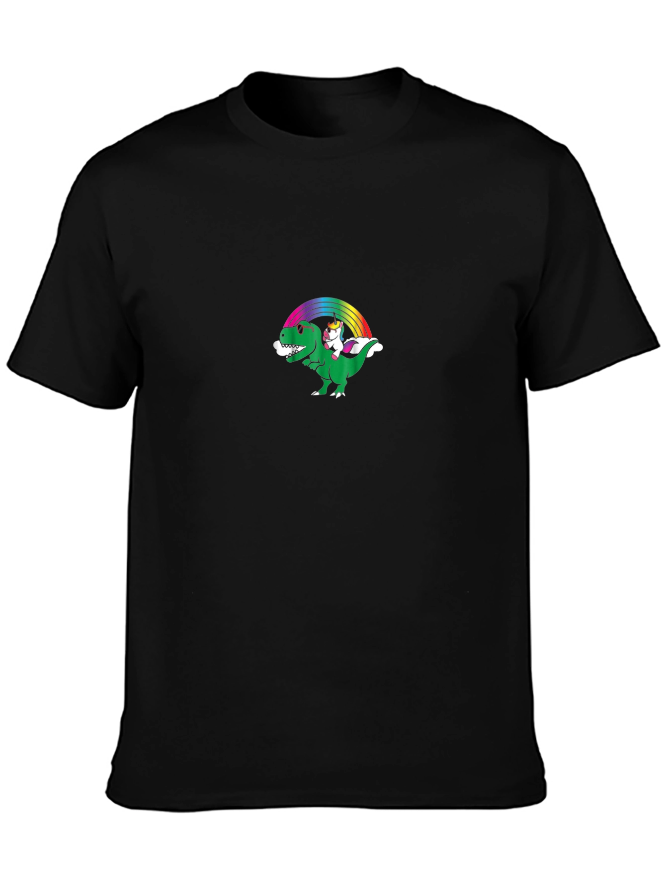 Black Dino Unicorn Rainbow T-Shirt - Black view 3
