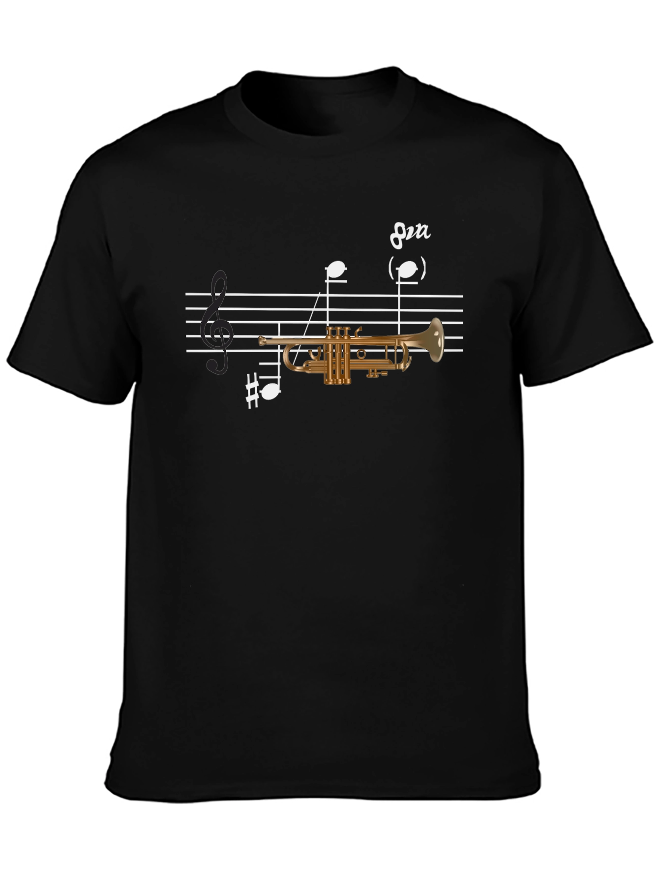 Black Trumpet Music Tee - Musician's Graphic T-Shirt view 3