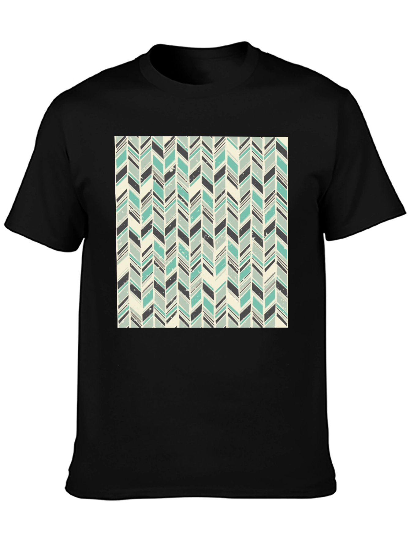 Black Herringbone Pattern T-Shirt - Stylish Casual Tee view 3