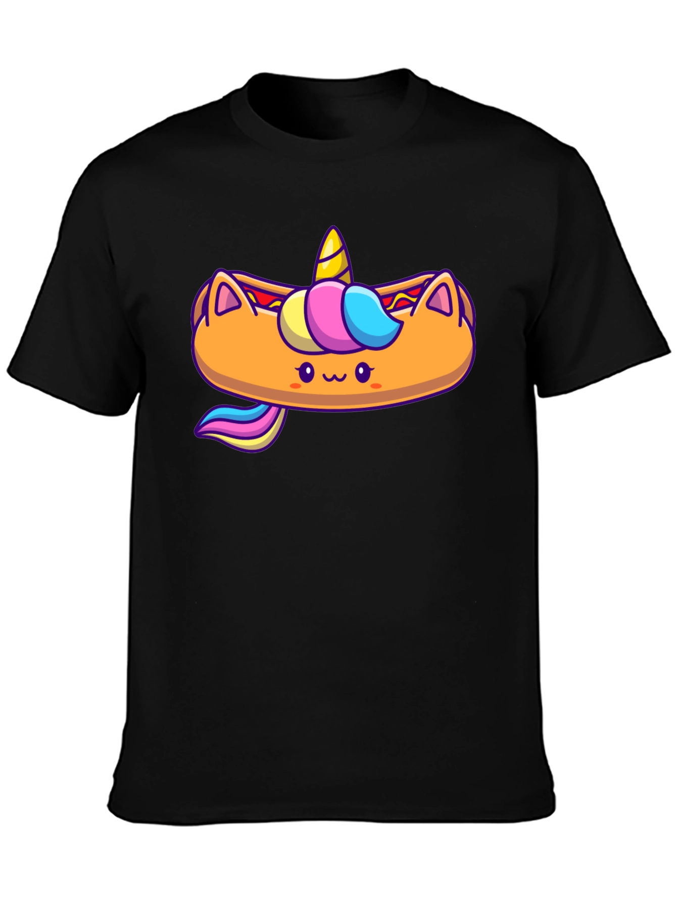 Black Unicorn Hotdog Graphic Tee - Men's Black T-Shirt view 3