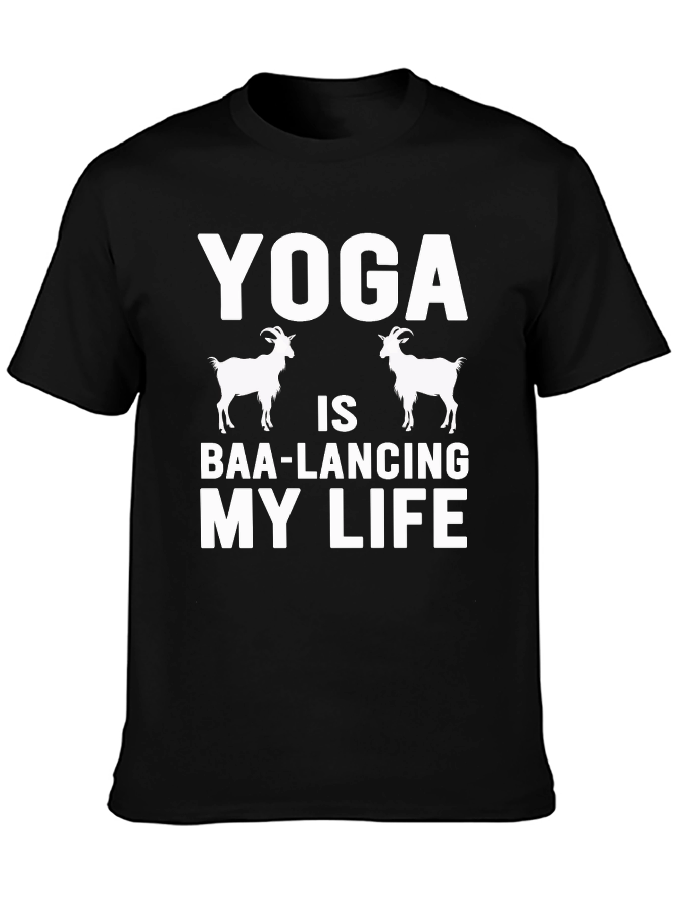 Black Yoga Goat T-Shirt - Baa-lancing My Life Tee view 3