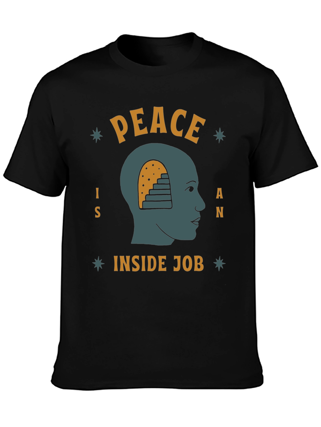 Black Peace Inside Job T-Shirt Graphic Tee view 3
