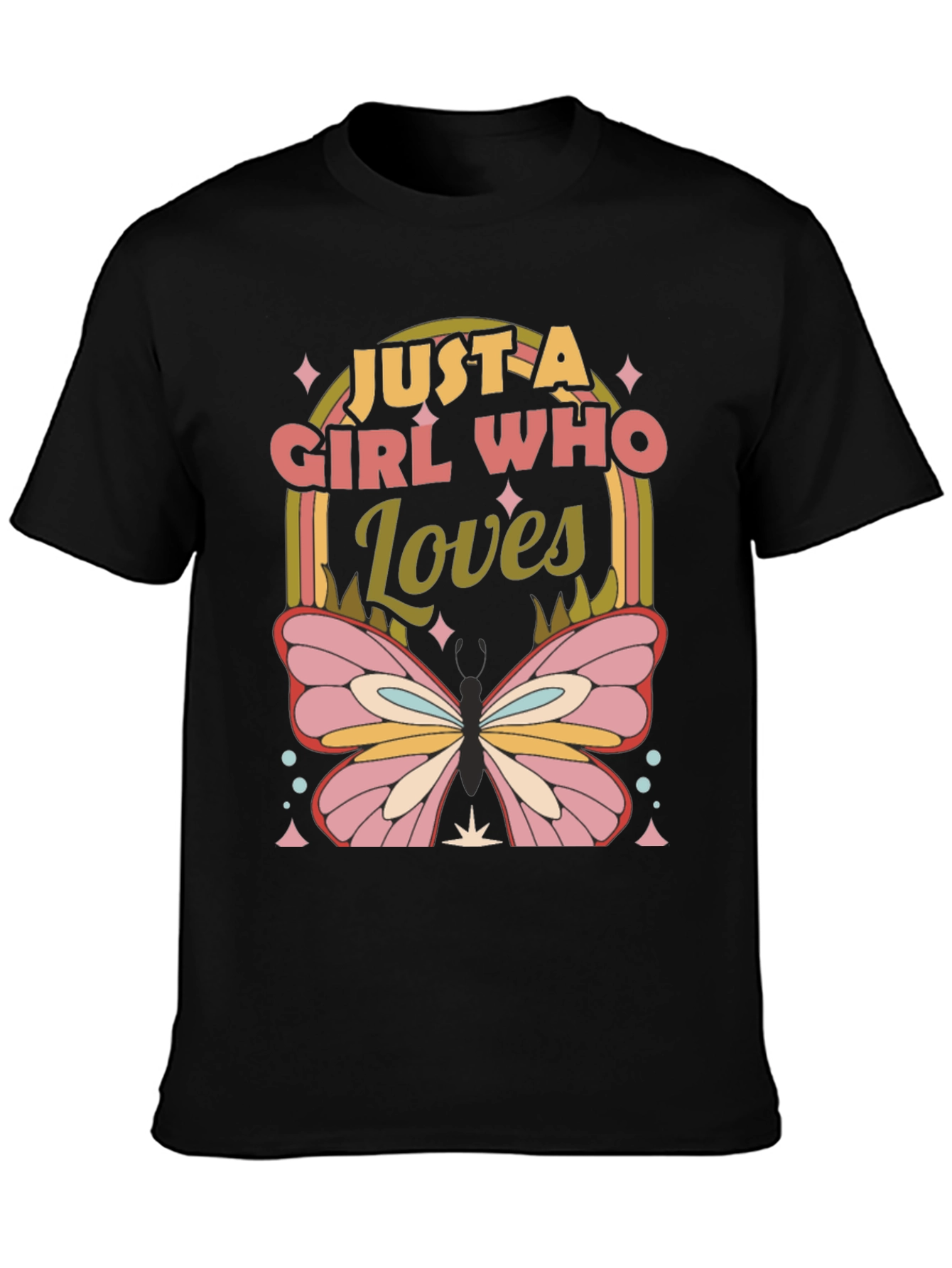 Black Girl Who Loves Butterflies T-Shirt view 3