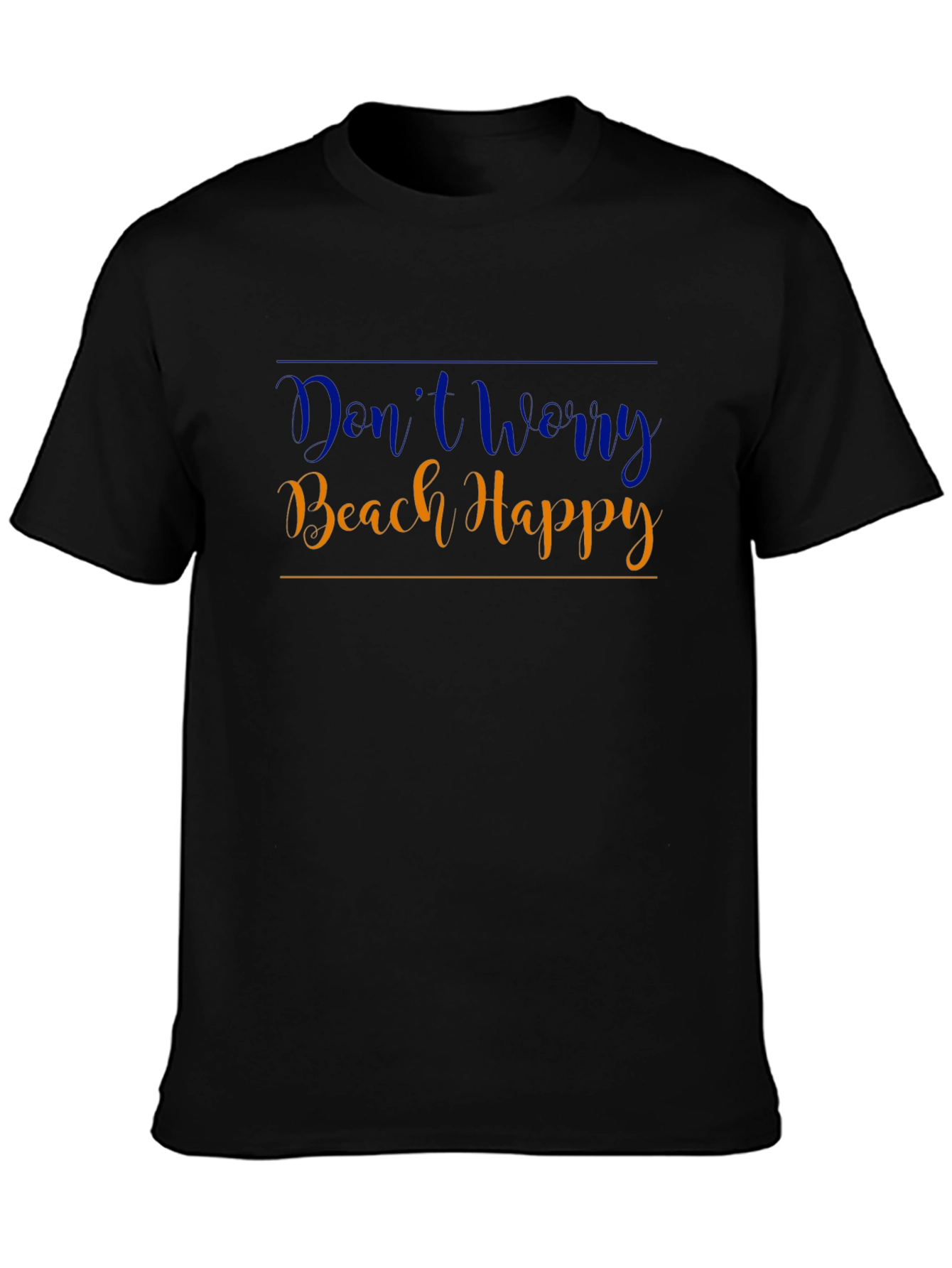Black Don't Worry Beach Happy Graphic T-Shirt view 3