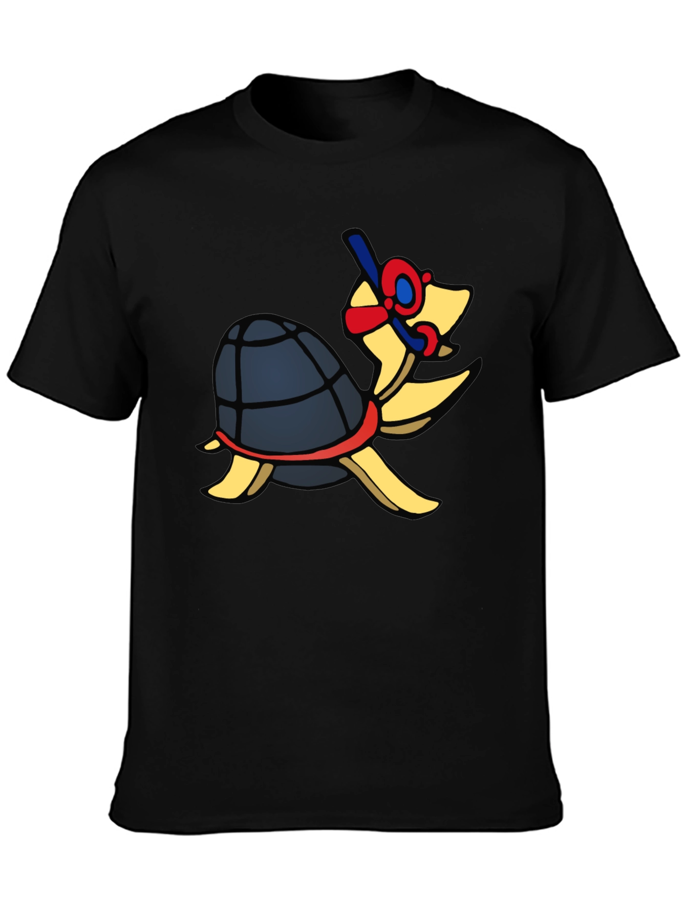 Black Snorkeling Turtle Graphic Tee - Black Cotton T-Shirt view 3
