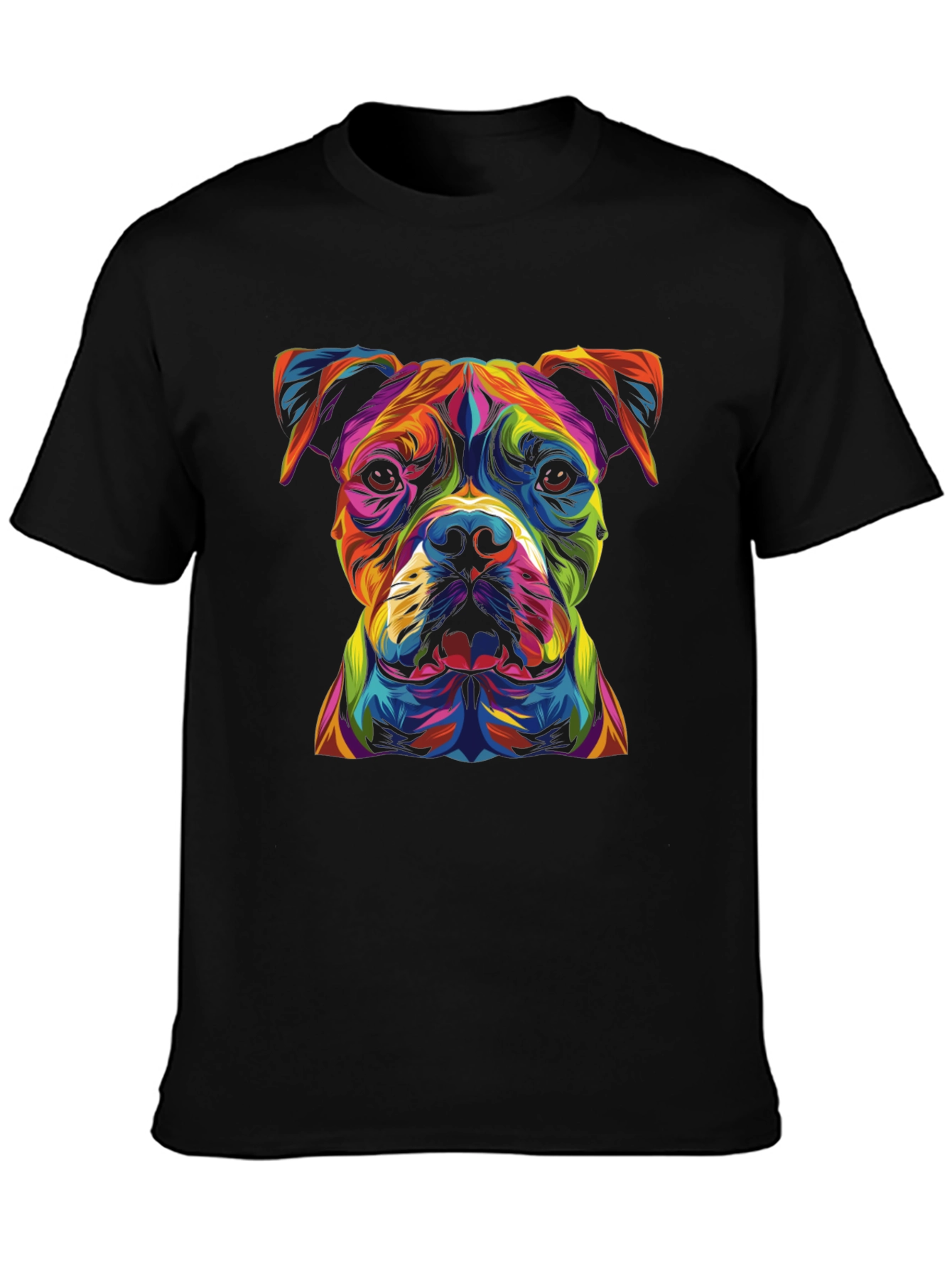 Black Colorful Dog Graphic Black T-Shirt view 3