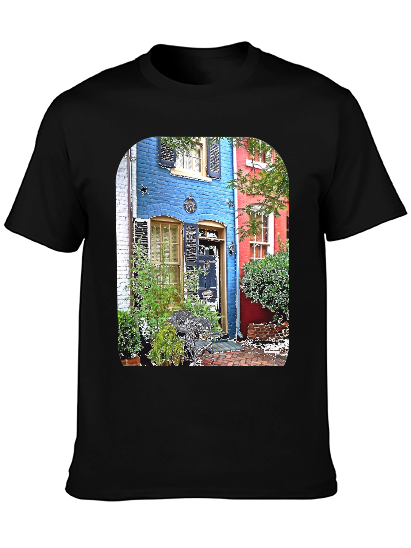 Black Colorful Townhouse T-Shirt view 3
